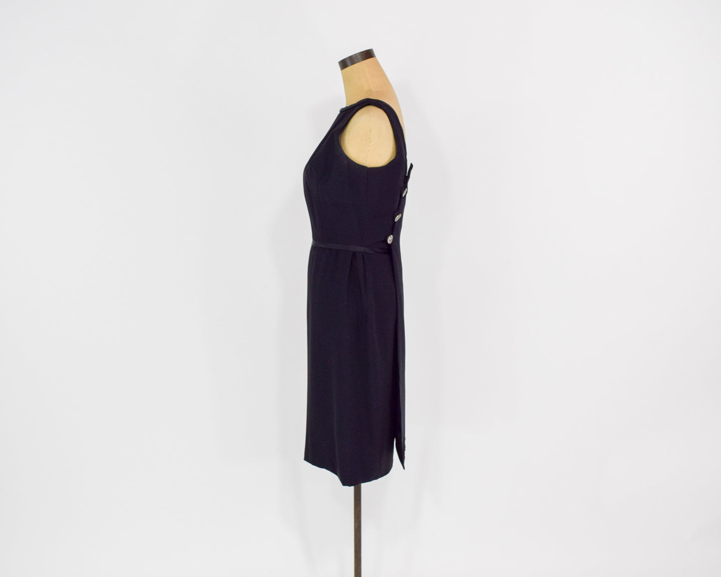 1950s Black Low Back Dress, Small