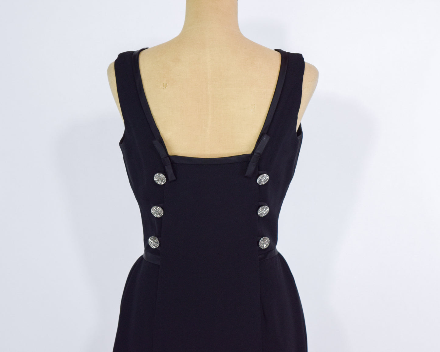 1950s Black Low Back Dress, Small