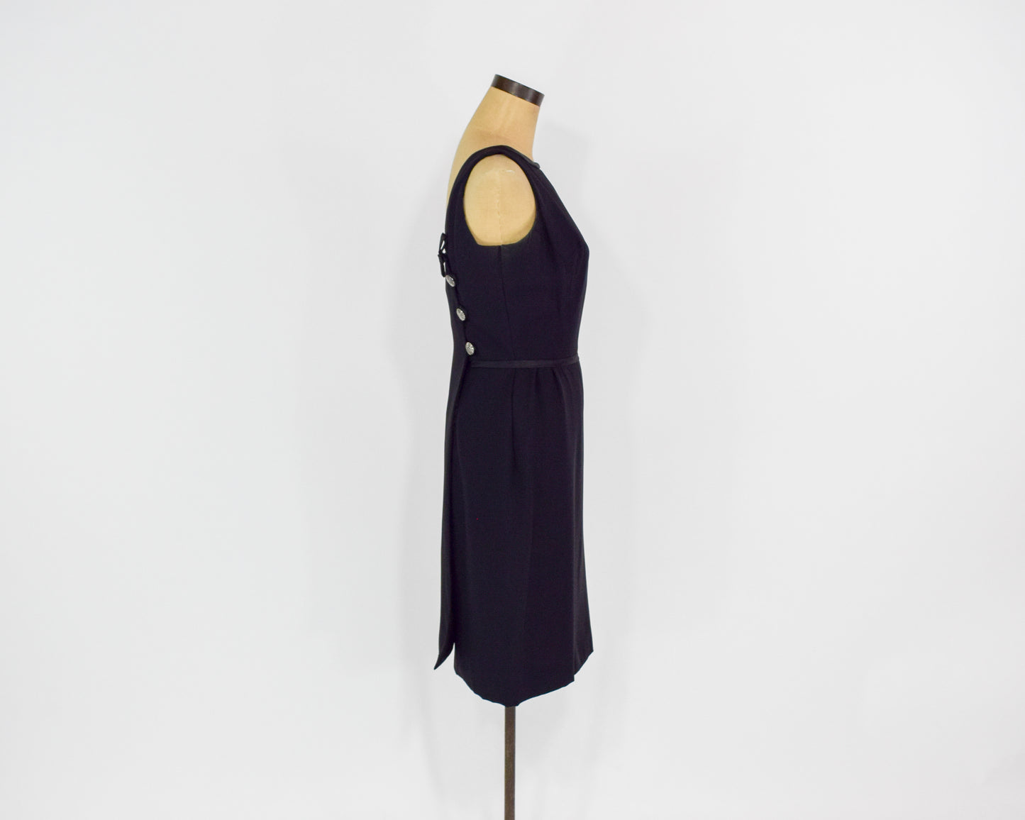 1950s Black Low Back Dress, Small