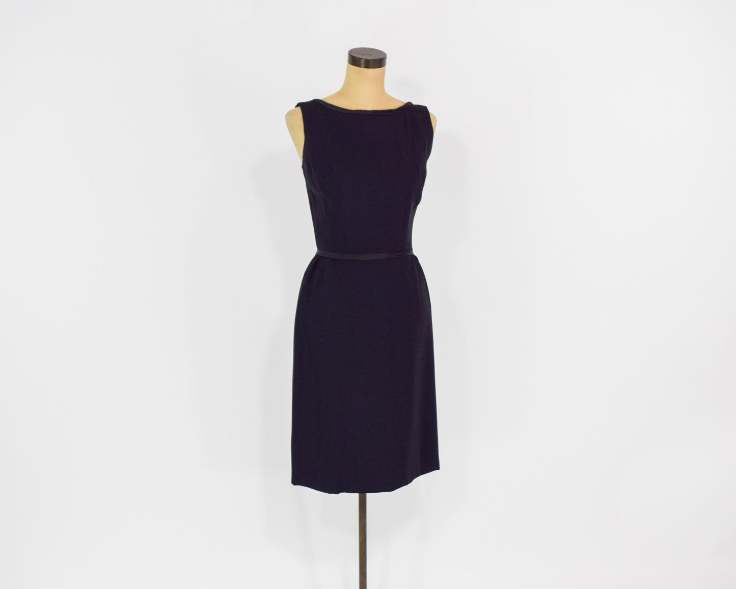 1950s Black Low Back Dress, Small