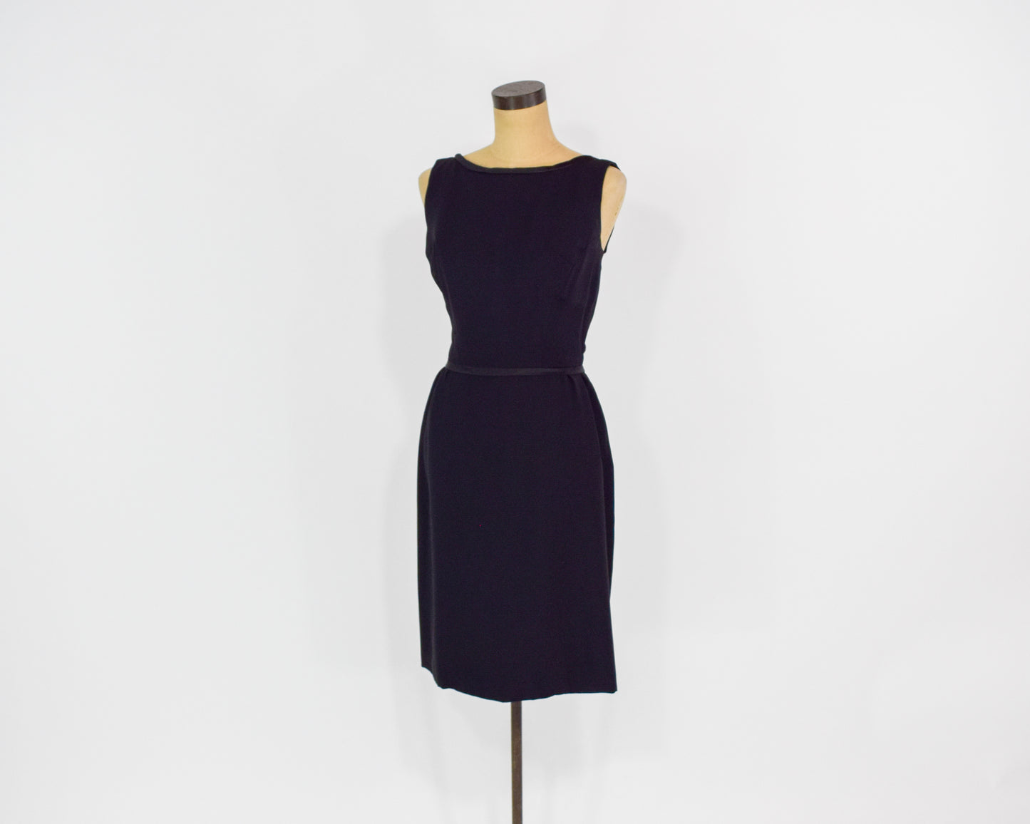 1950s Black Low Back Dress, Small
