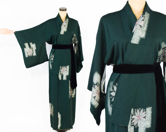 Vintage Kimono Hunter Green