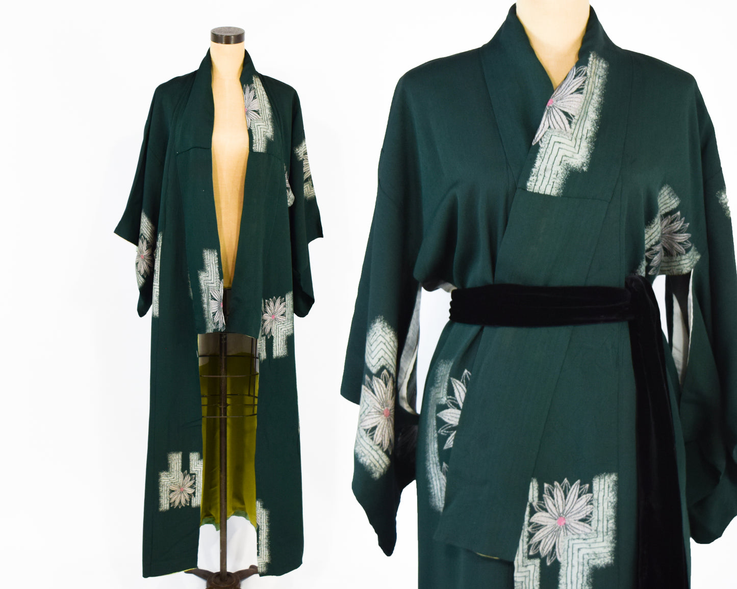 Vintage Kimono Hunter Green