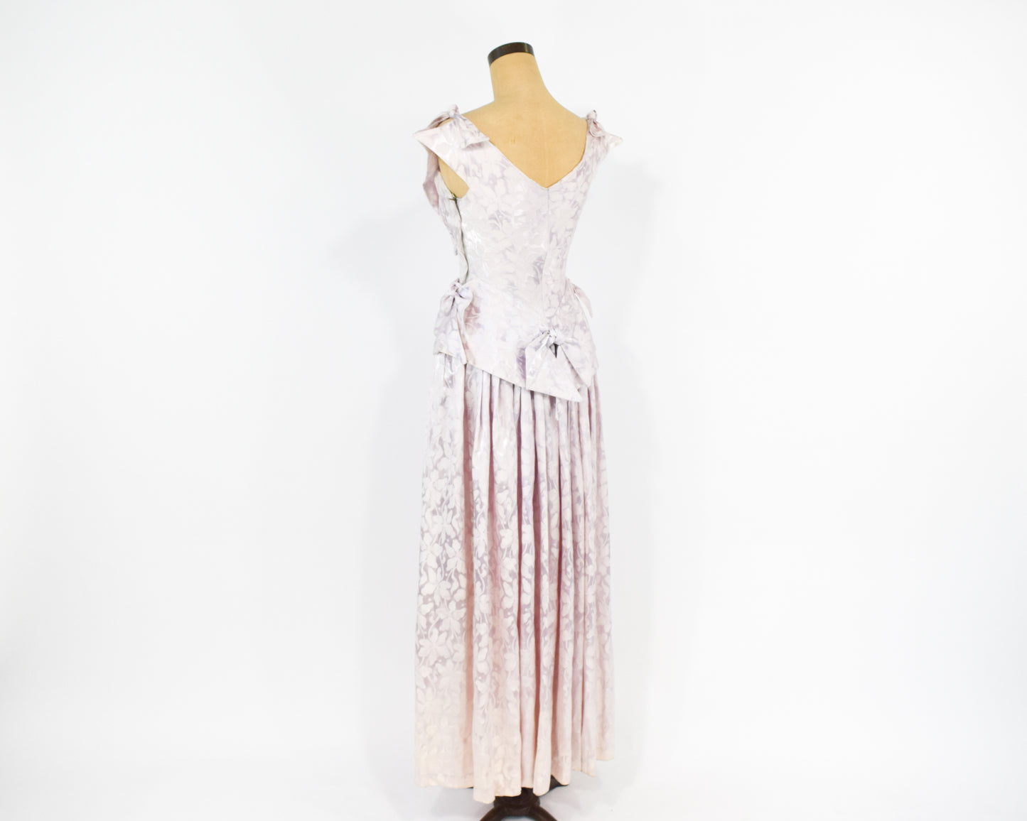 1940s Pink Satin Evening Gown Dress, Extra Small