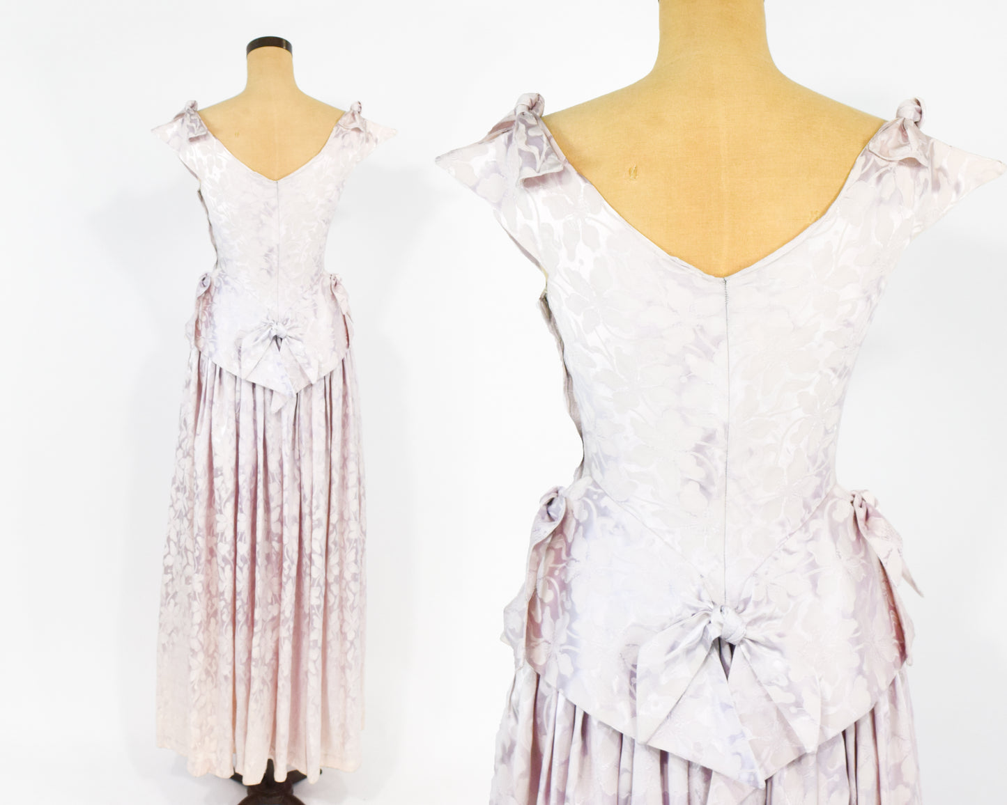 1940s Pink Satin Evening Gown Dress, Extra Small