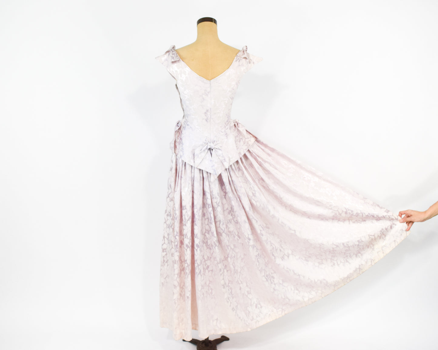 1940s Pink Satin Evening Gown Dress, Extra Small