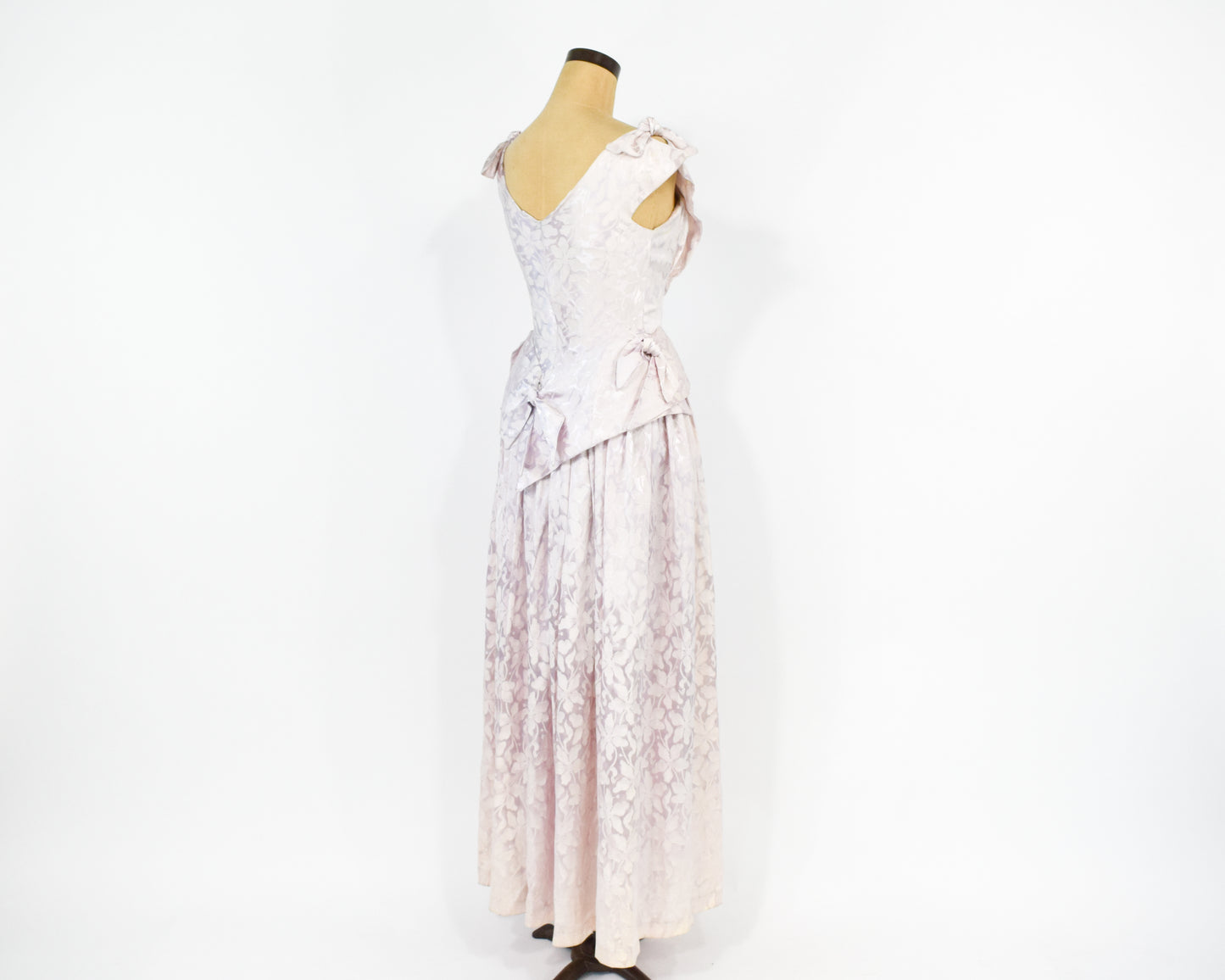 1940s Pink Satin Evening Gown Dress, Extra Small