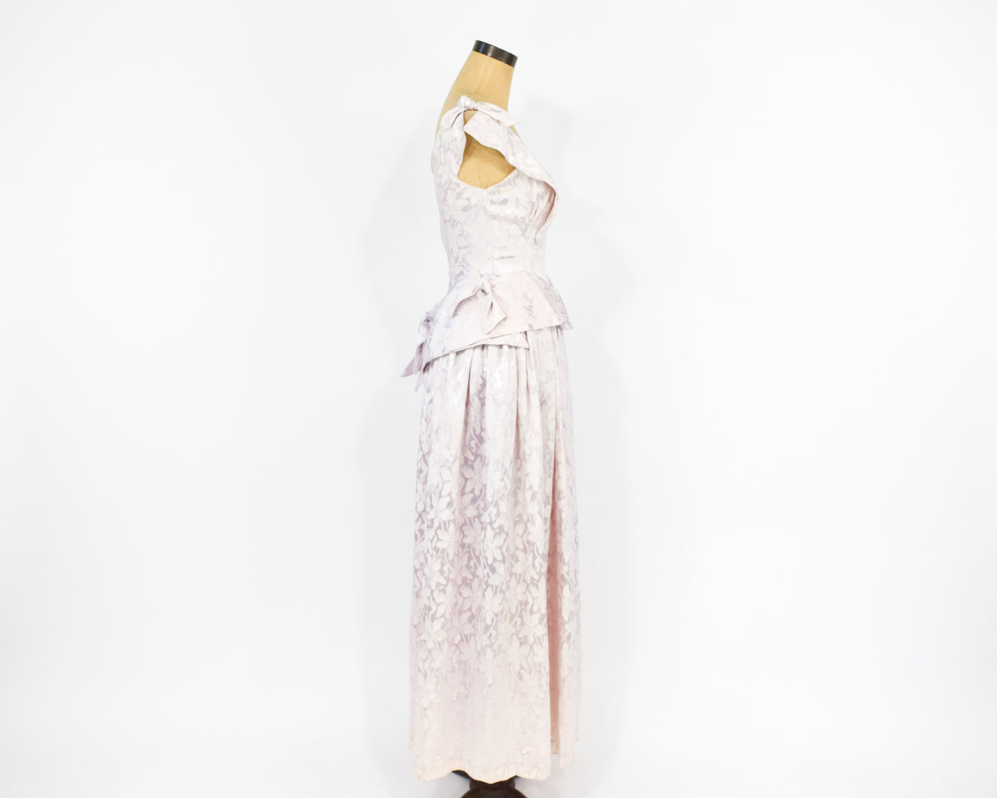 1940s Pink Satin Evening Gown Dress, Extra Small