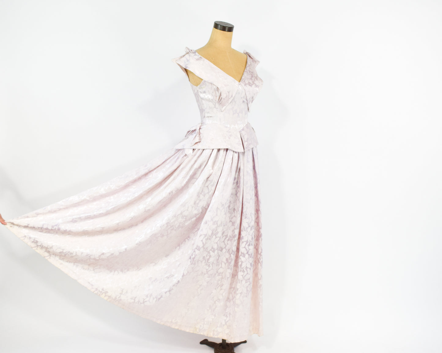 1940s Pink Satin Evening Gown Dress, Extra Small