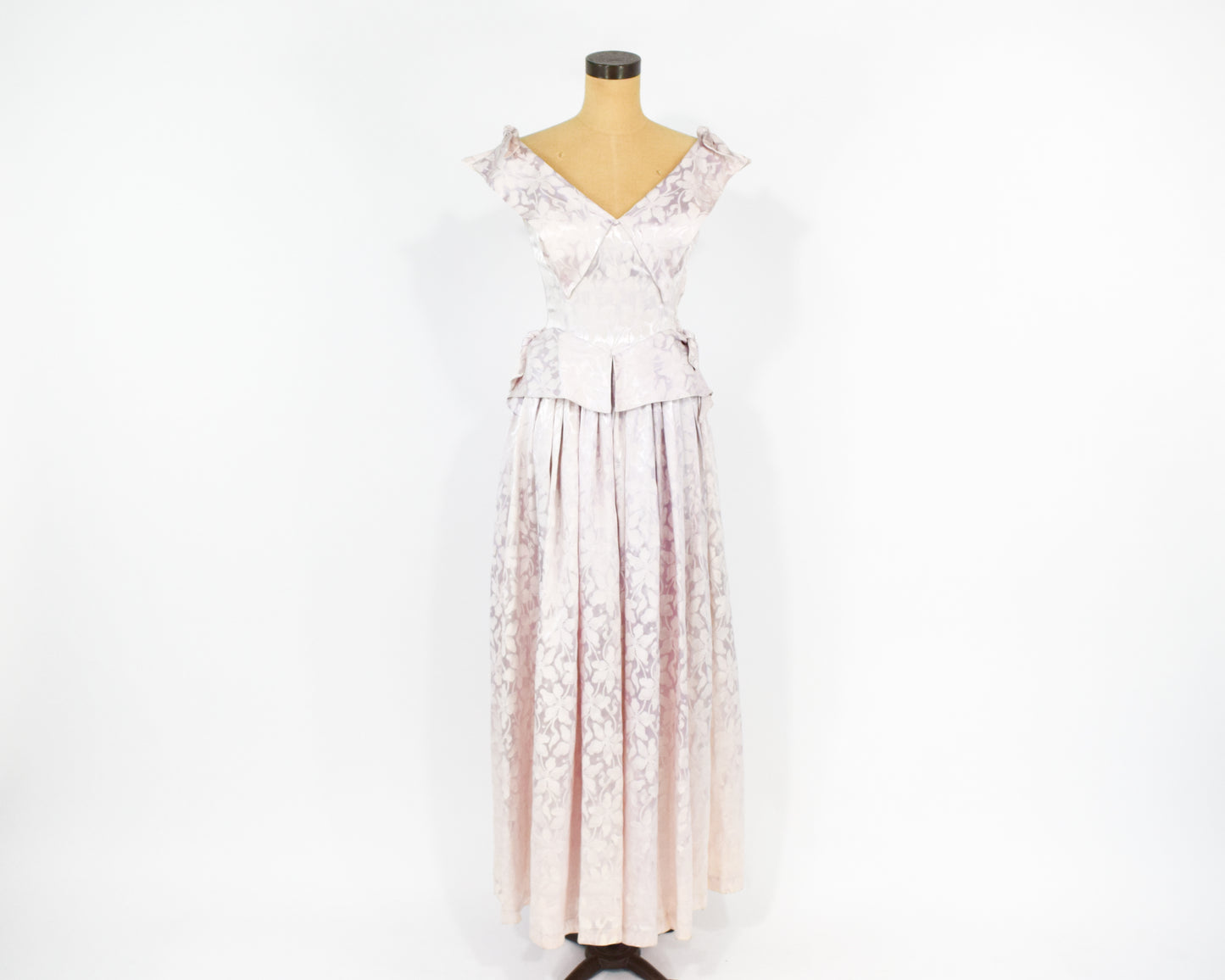 1940s Pink Satin Evening Gown Dress, Extra Small