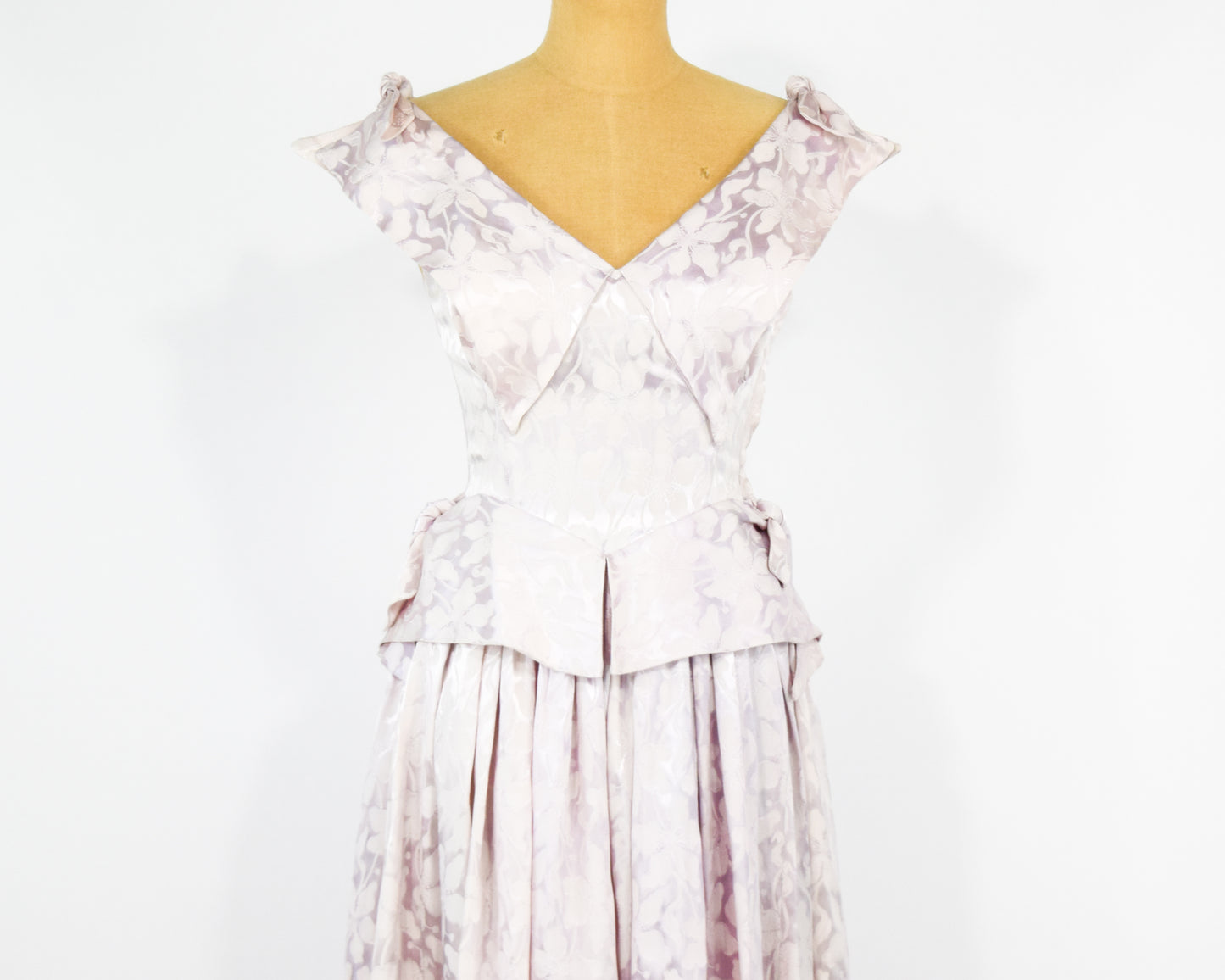 1940s Pink Satin Evening Gown Dress, Extra Small