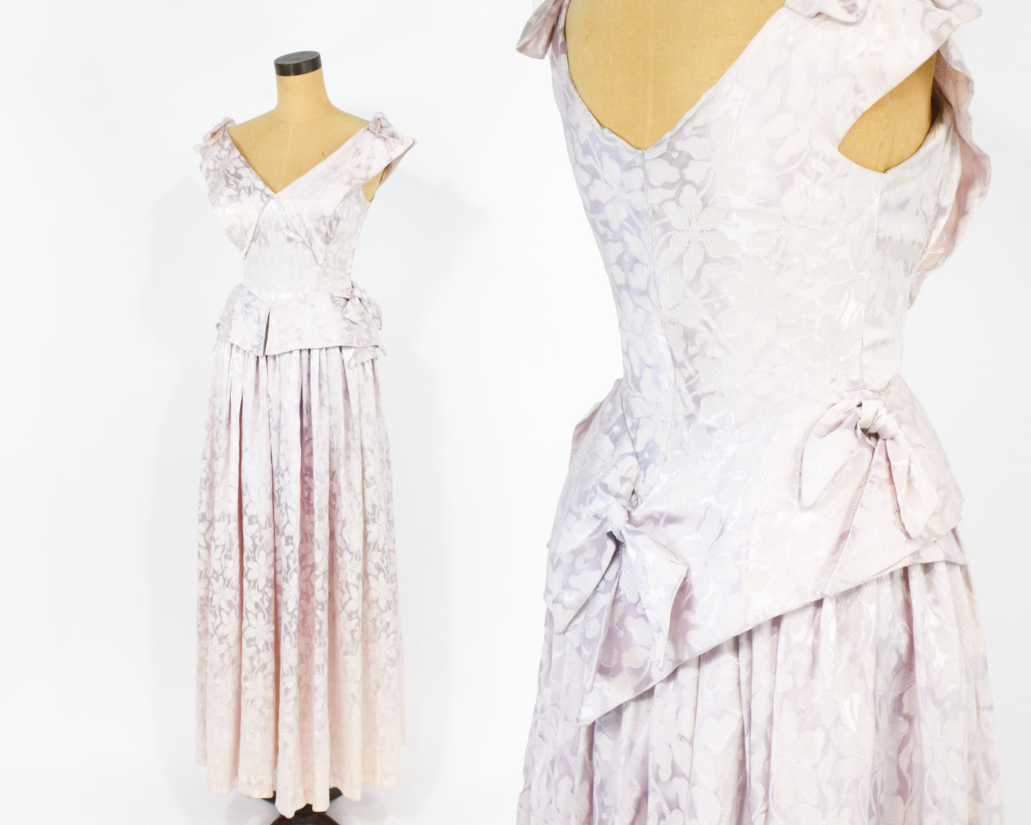 1940s Pink Satin Evening Gown Dress, Extra Small