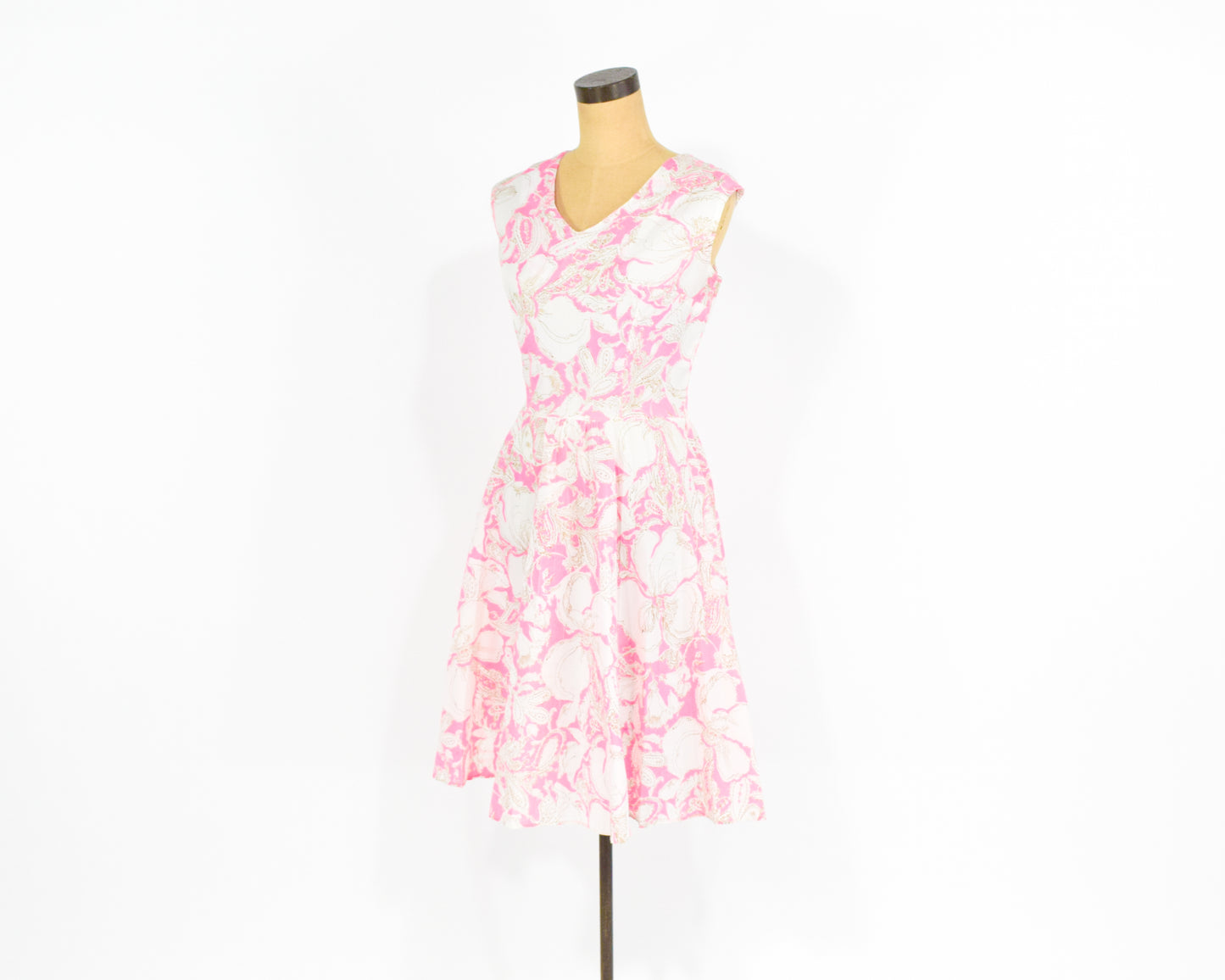 1960s Pink Print Dress Medium