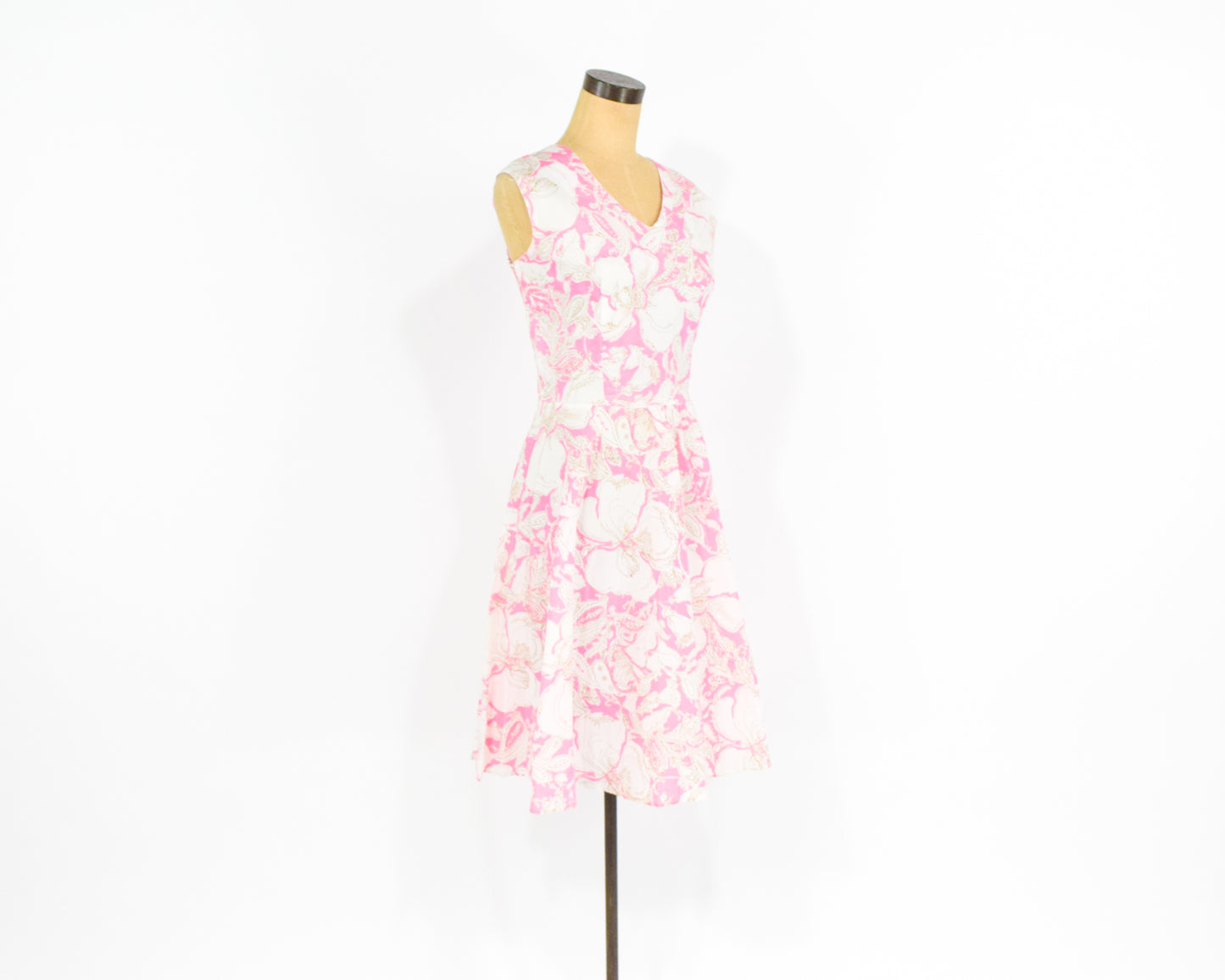 1960s Pink Print Dress Medium