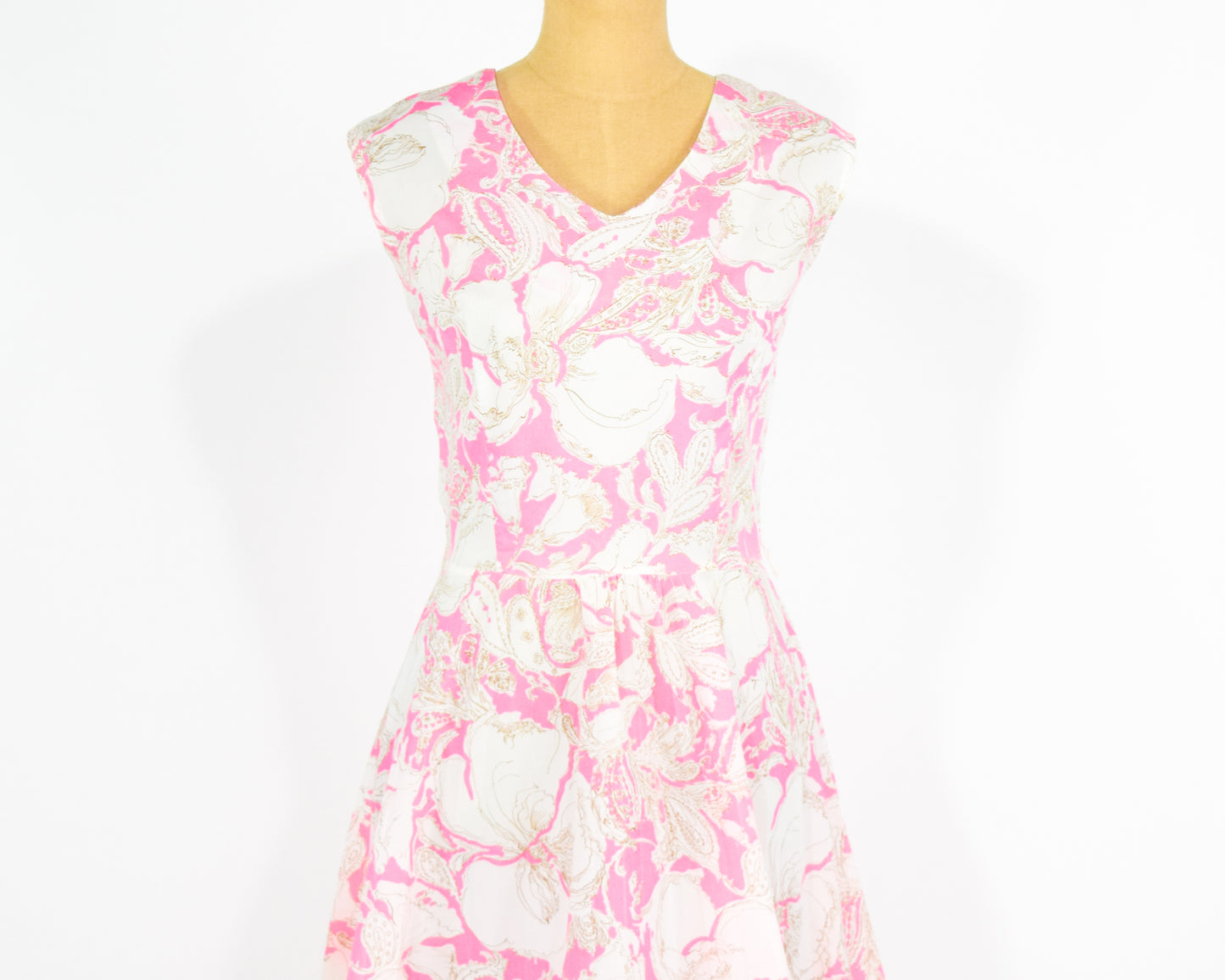 1960s Pink Print Dress Medium