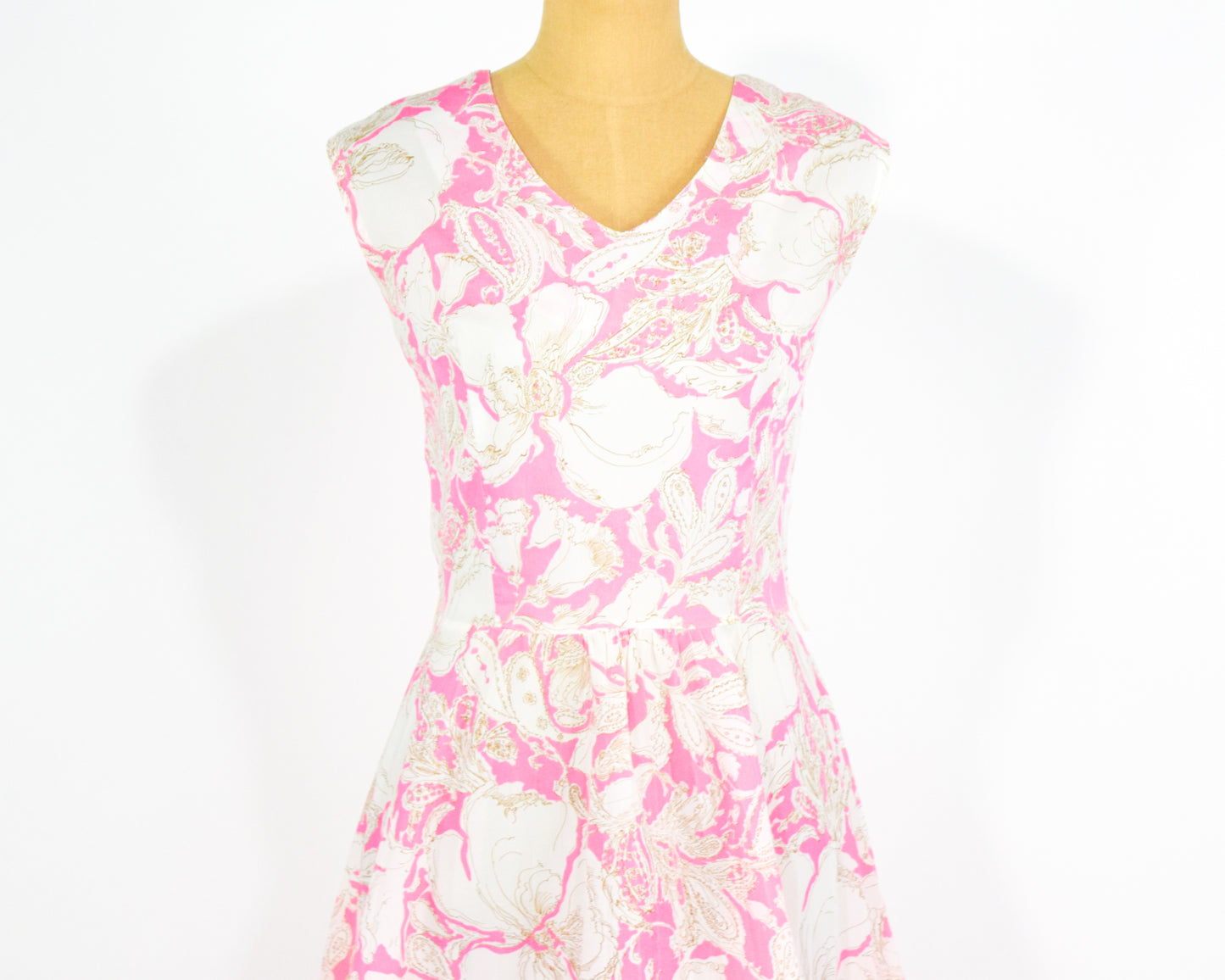 1960s Pink Print Dress Medium