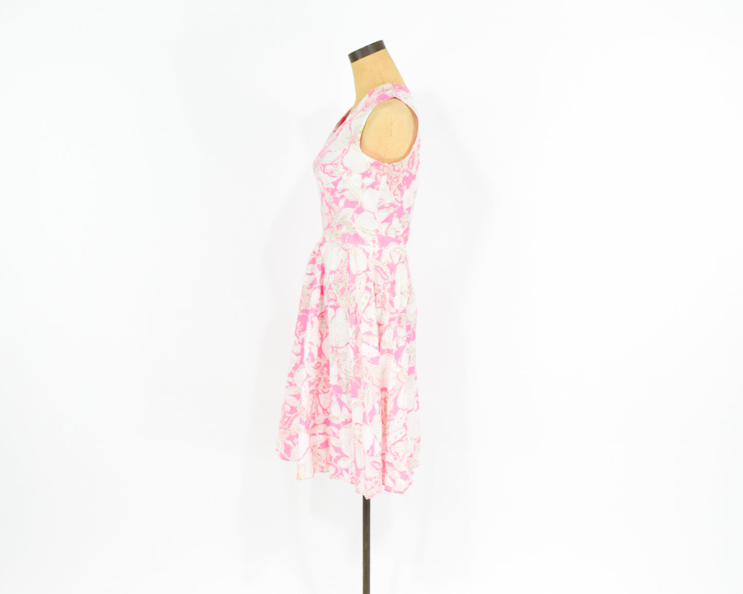 1960s Pink Print Dress Medium