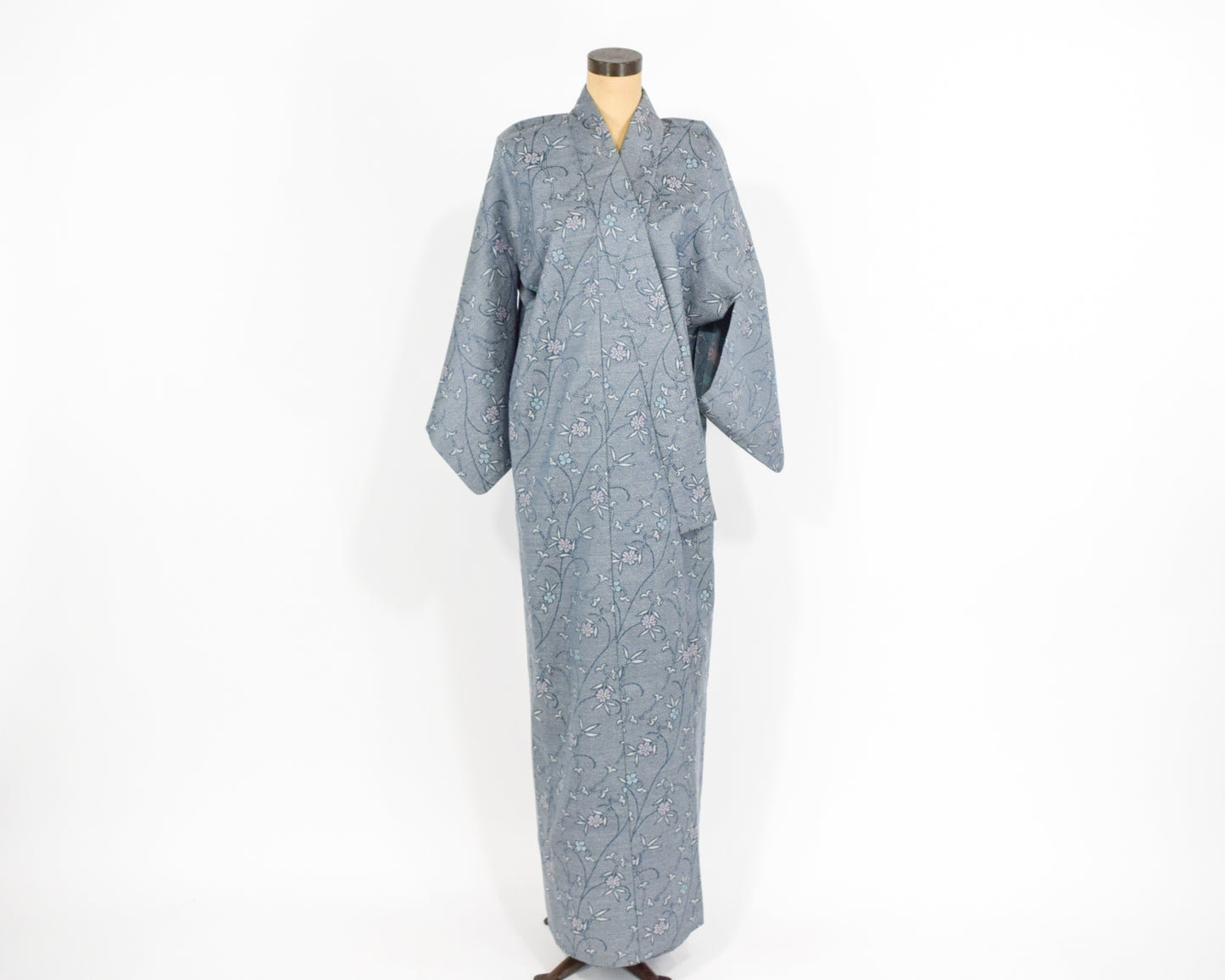 Vintage Blue & Grey Print Kimono
