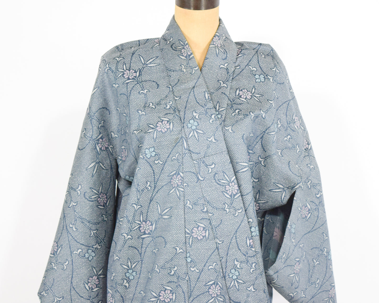Vintage Blue & Grey Print Kimono