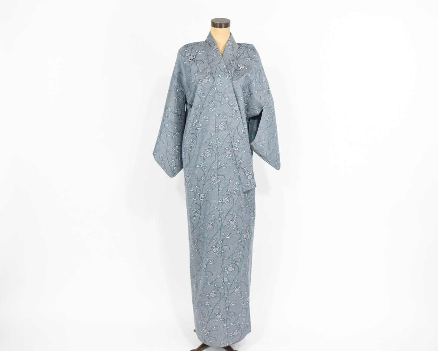Vintage Blue & Grey Print Kimono