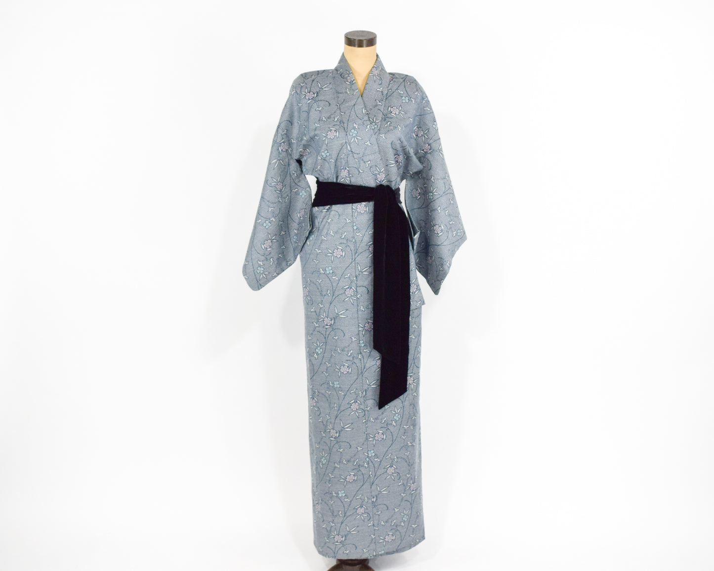 Vintage Blue & Grey Print Kimono