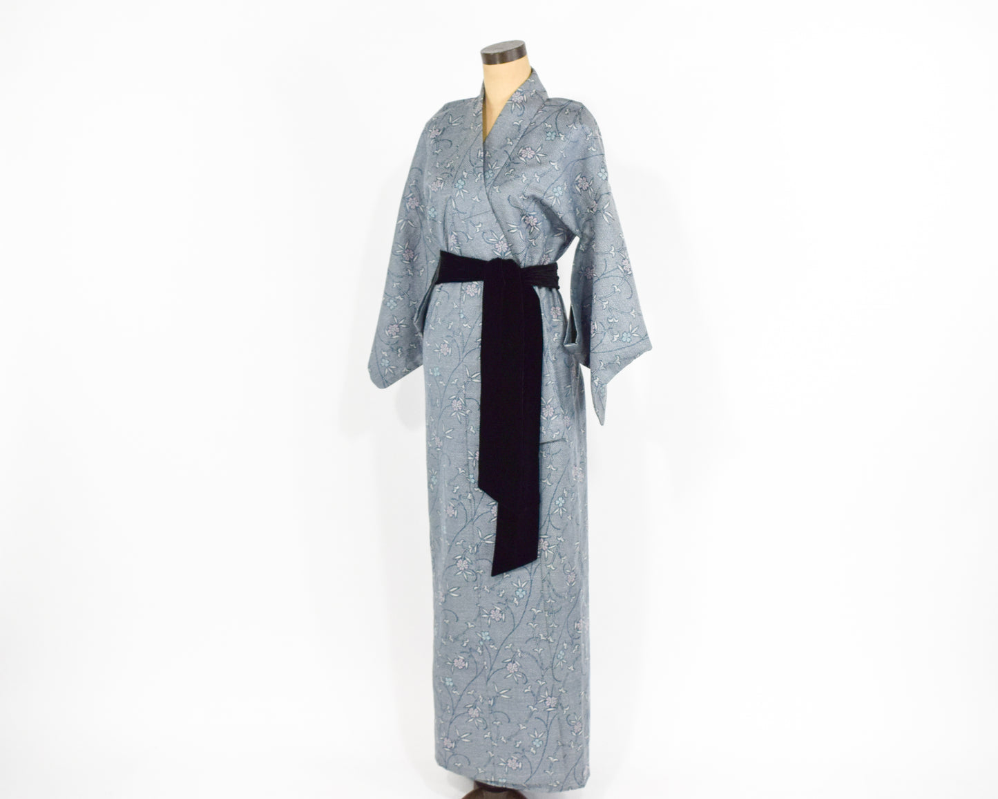 Vintage Blue & Grey Print Kimono