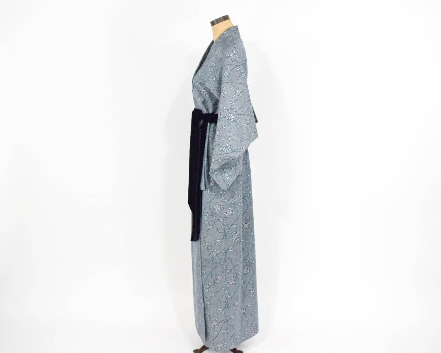 Vintage Blue & Grey Print Kimono