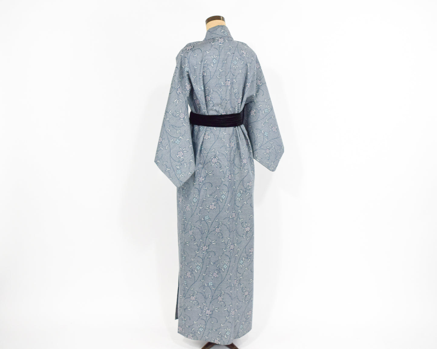 Vintage Blue & Grey Print Kimono