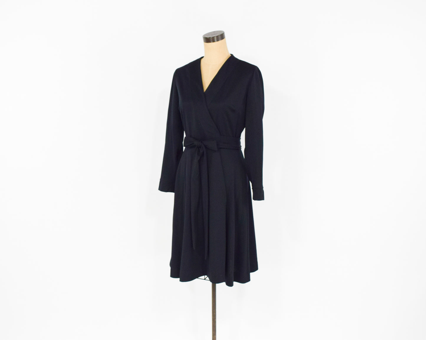 1970s Black Wrap Dress Medium