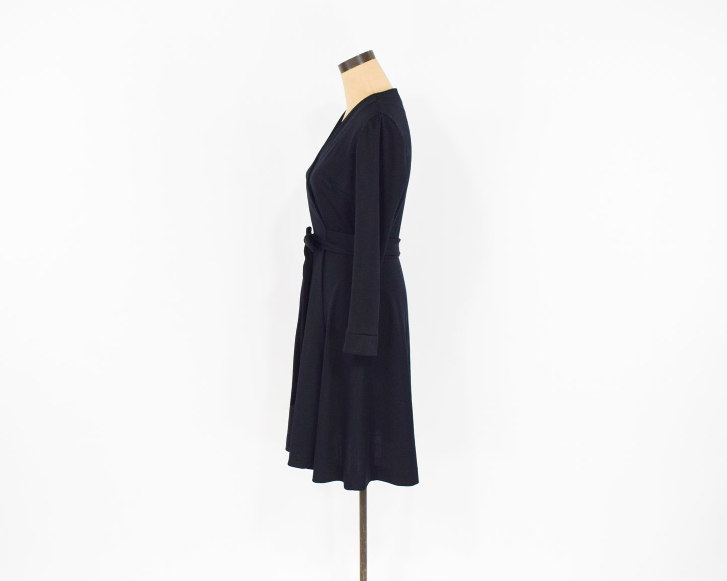 1970s Black Wrap Dress Medium