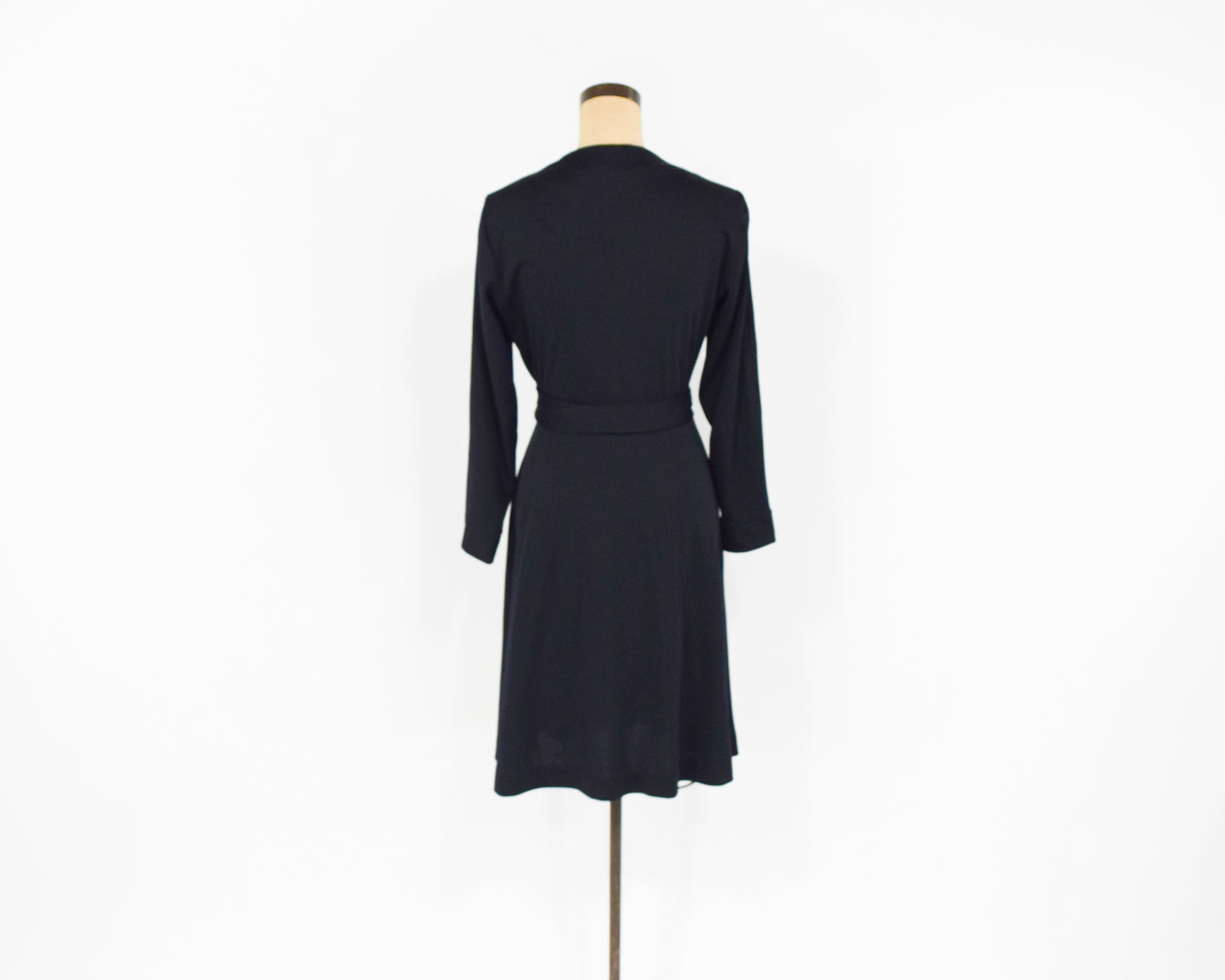 1970s Black Wrap Dress Medium