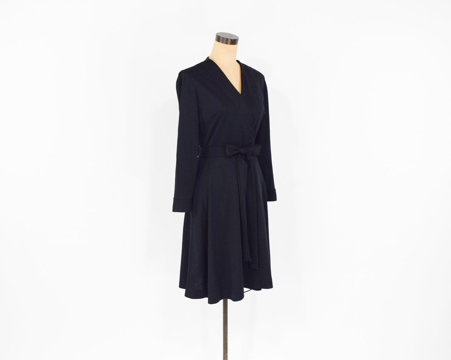 1970s Black Wrap Dress Medium