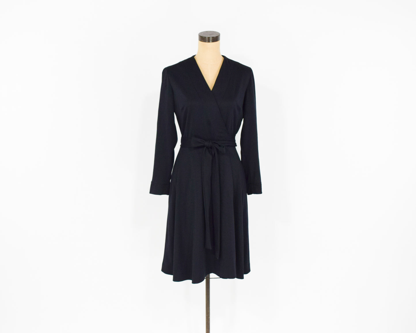 1970s Black Wrap Dress Medium