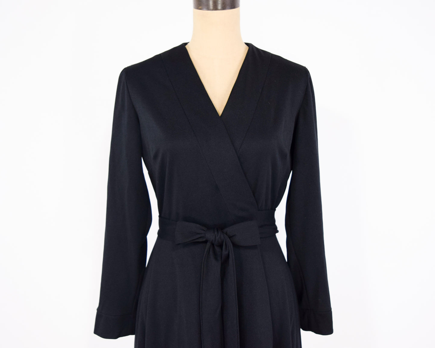 1970s Black Wrap Dress Medium