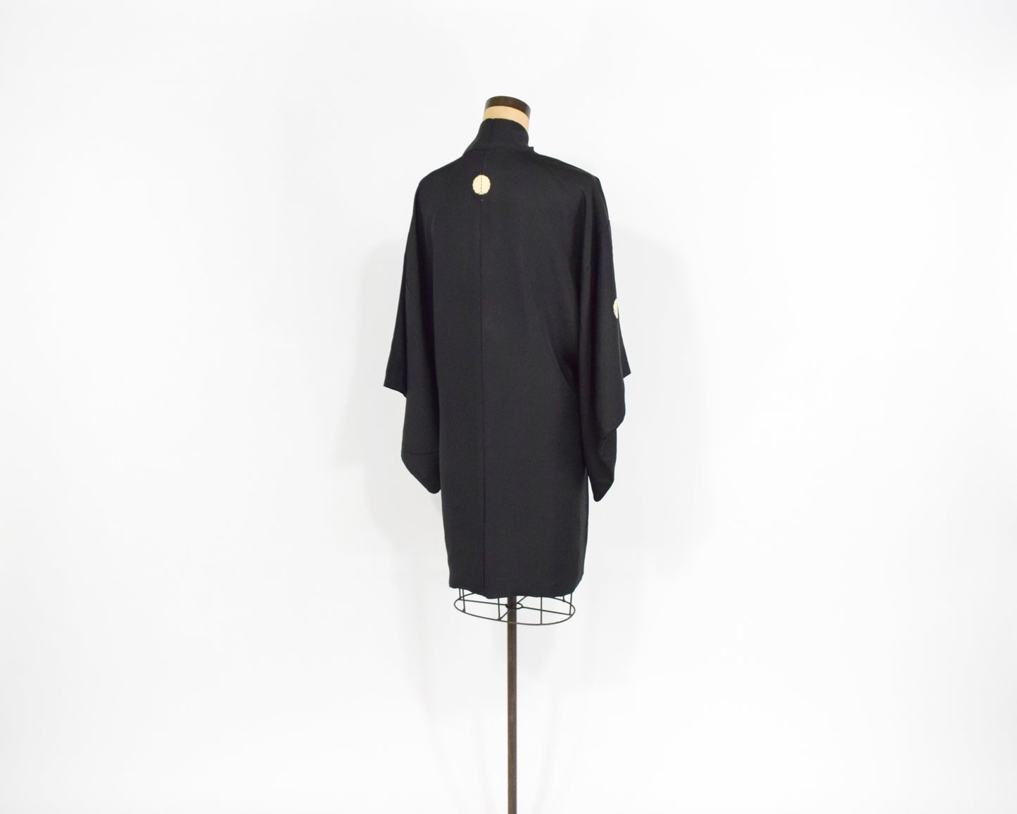 Vintage Haori Kimono, Black Bird Print Silk Kimono