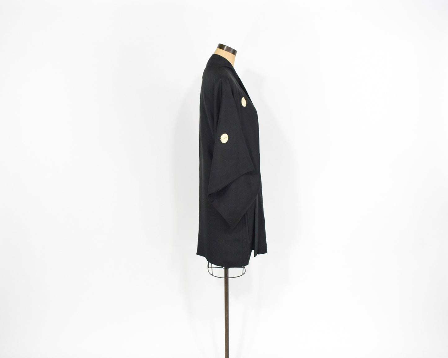 Vintage Haori Kimono, Black Bird Print Silk Kimono