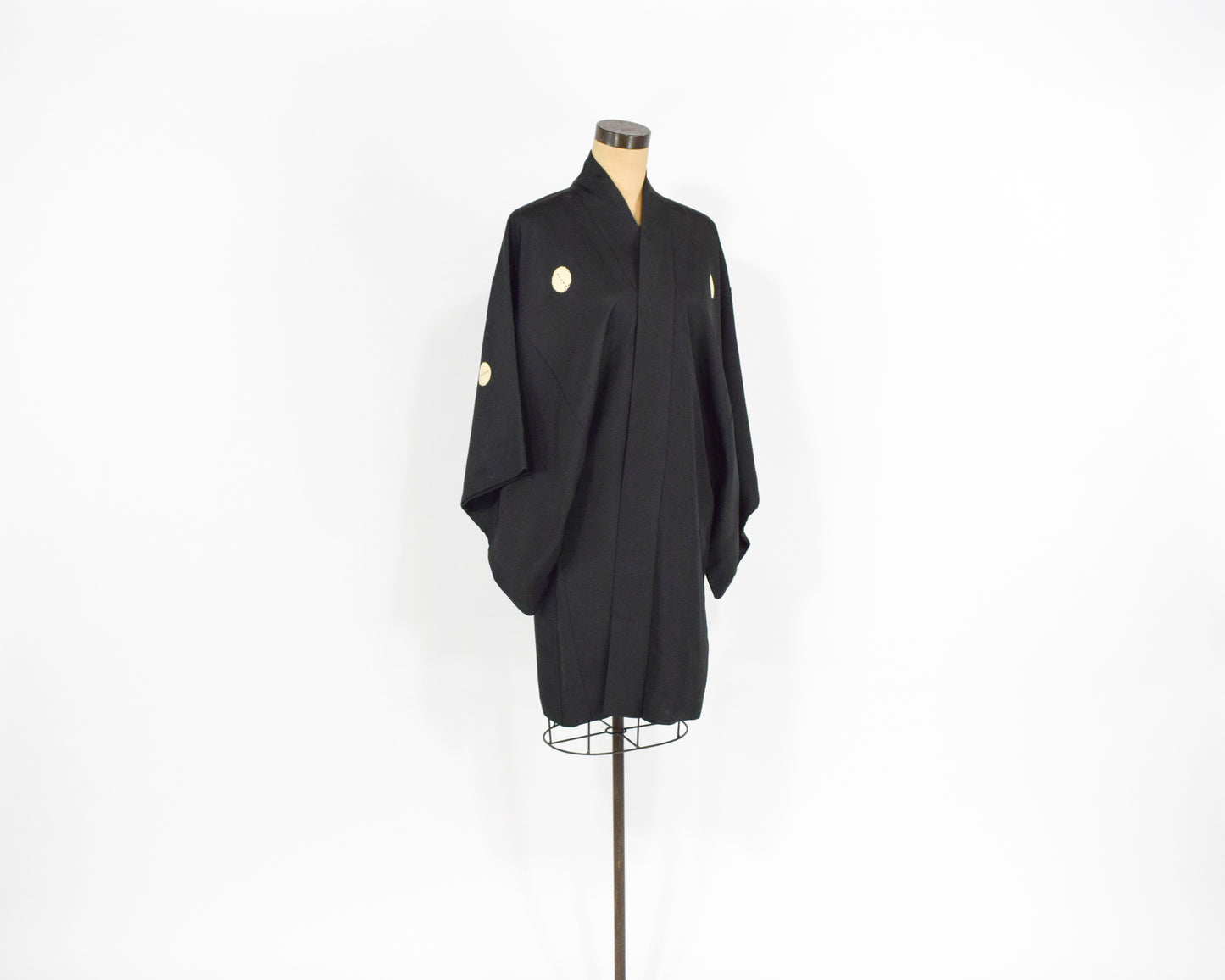 Vintage Haori Kimono, Black Bird Print Silk Kimono