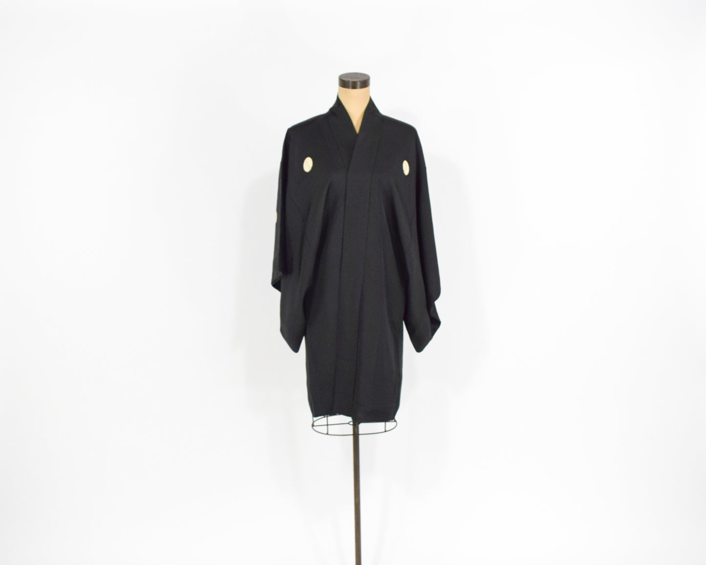 Vintage Haori Kimono, Black Bird Print Silk Kimono