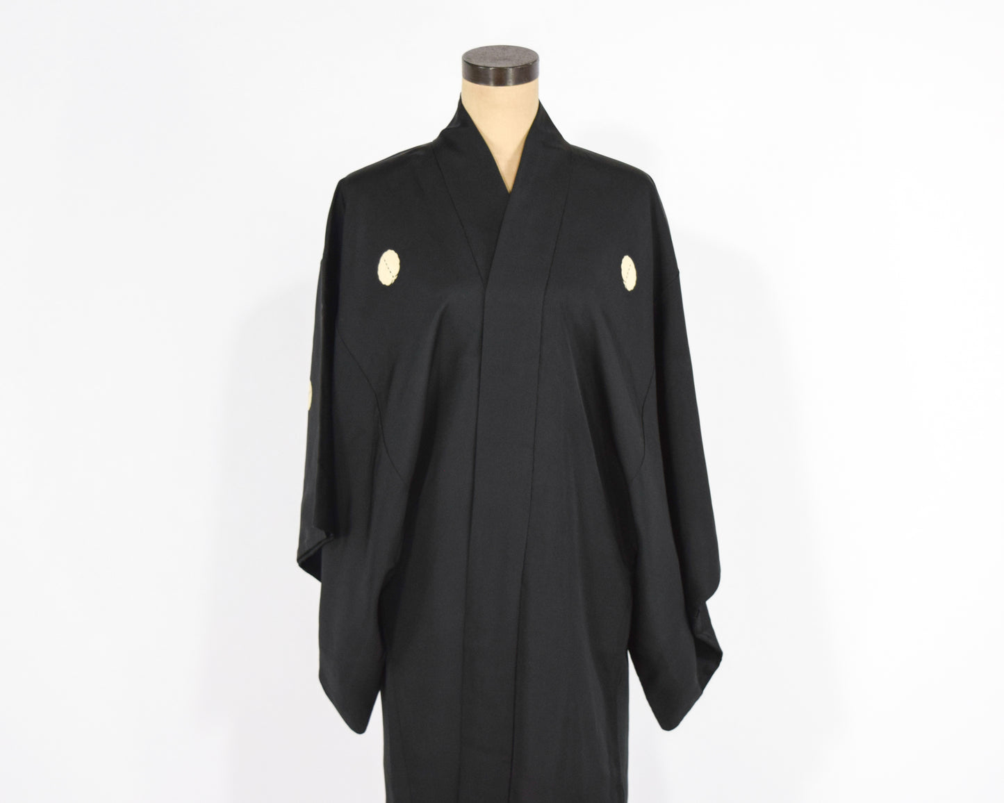 Vintage Haori Kimono, Black Bird Print Silk Kimono