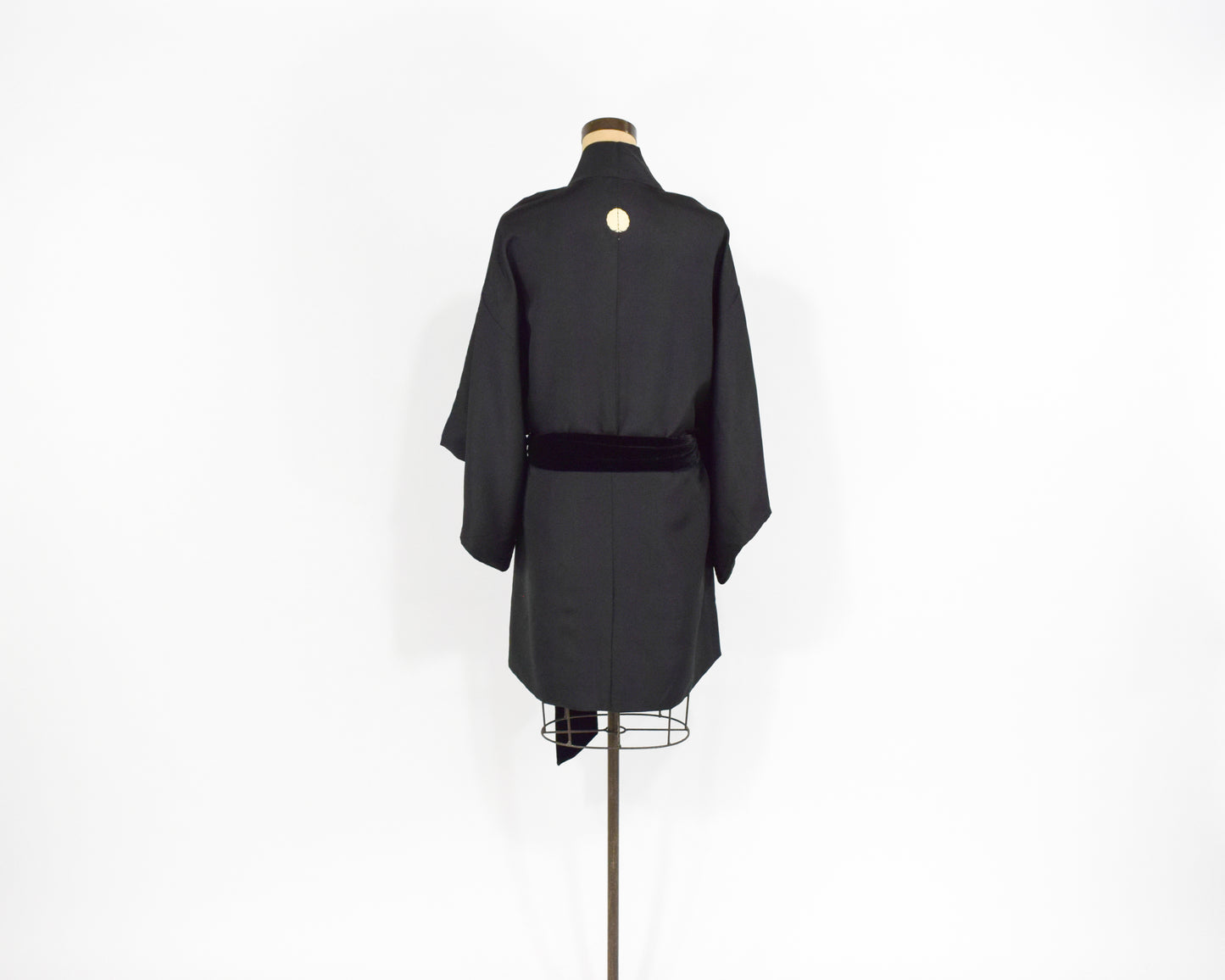 Vintage Haori Kimono, Black Bird Print Silk Kimono