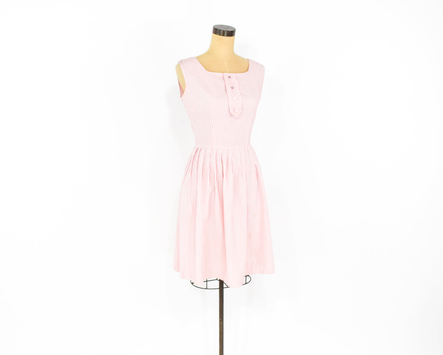 1950s Pink Seersucker Dress, Small