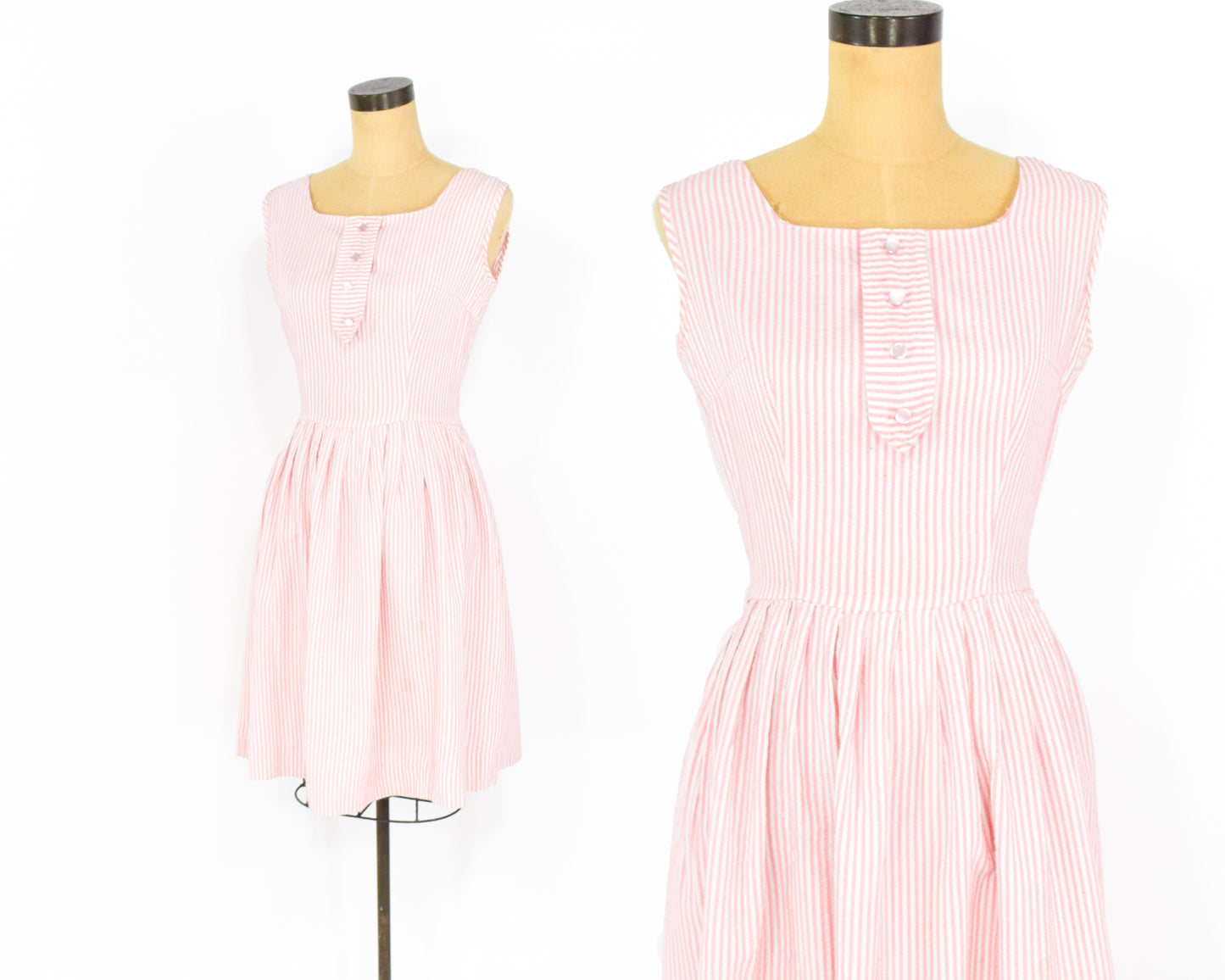 1950s Pink Seersucker Dress, Small