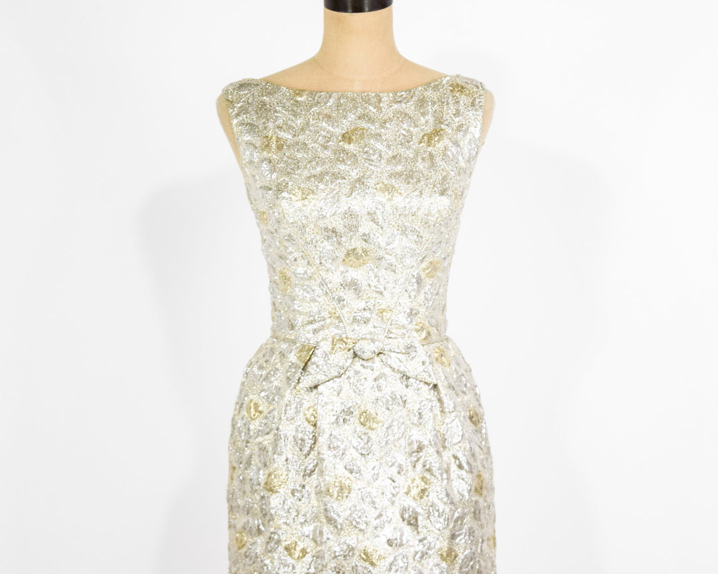 1960s Gold & Silver Cocktail Party Dress Extra Small