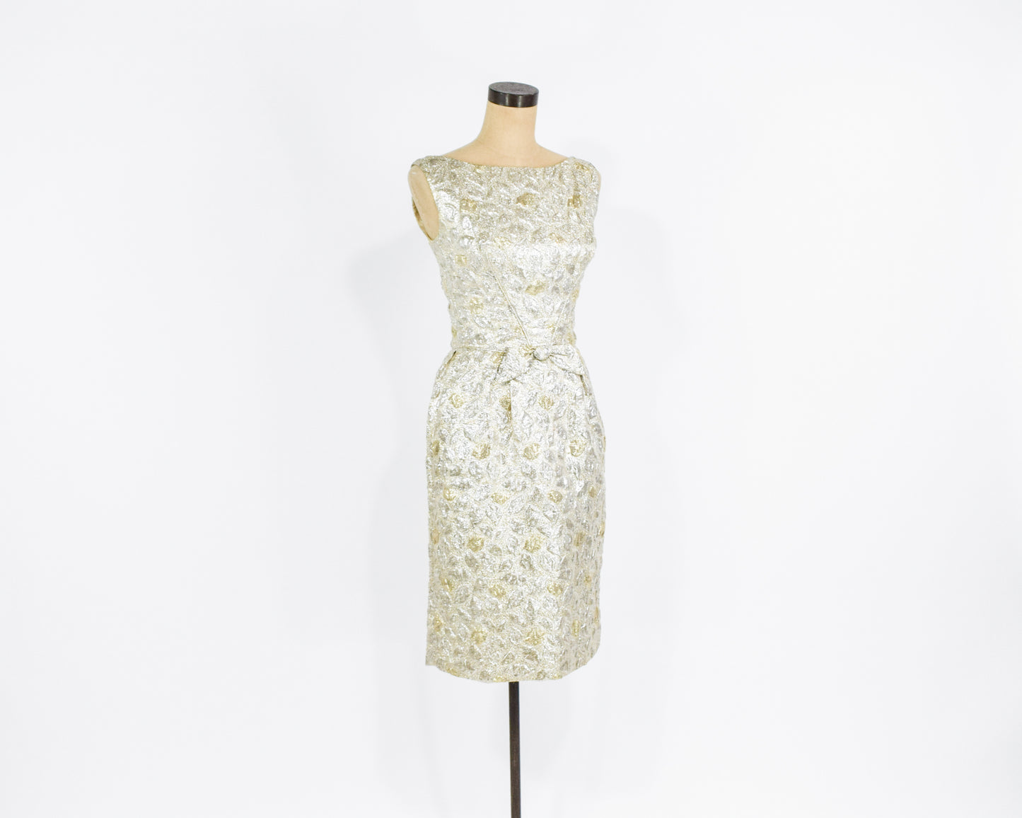 1960s Gold & Silver Cocktail Party Dress Extra Small