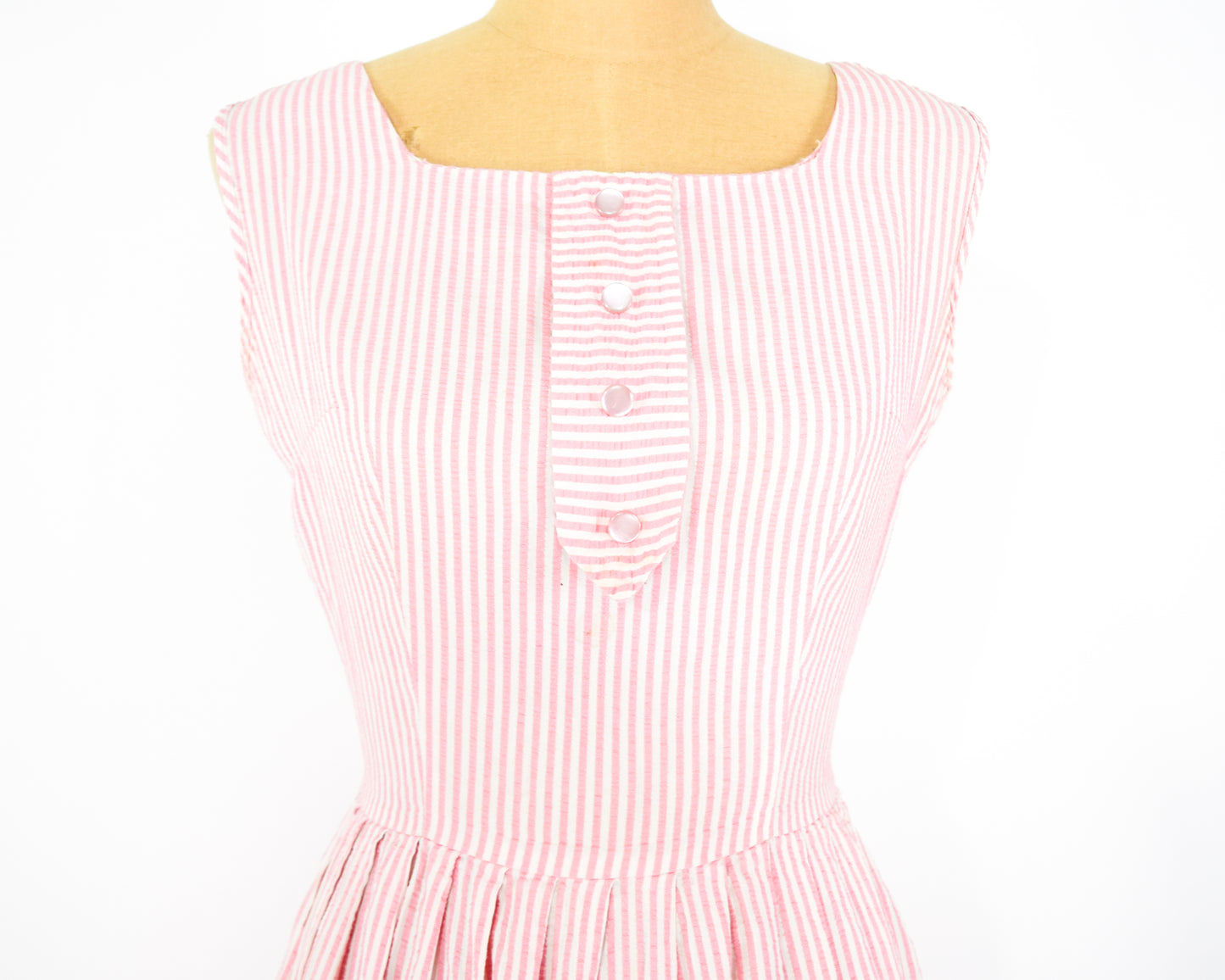 1950s Pink Seersucker Dress, Small