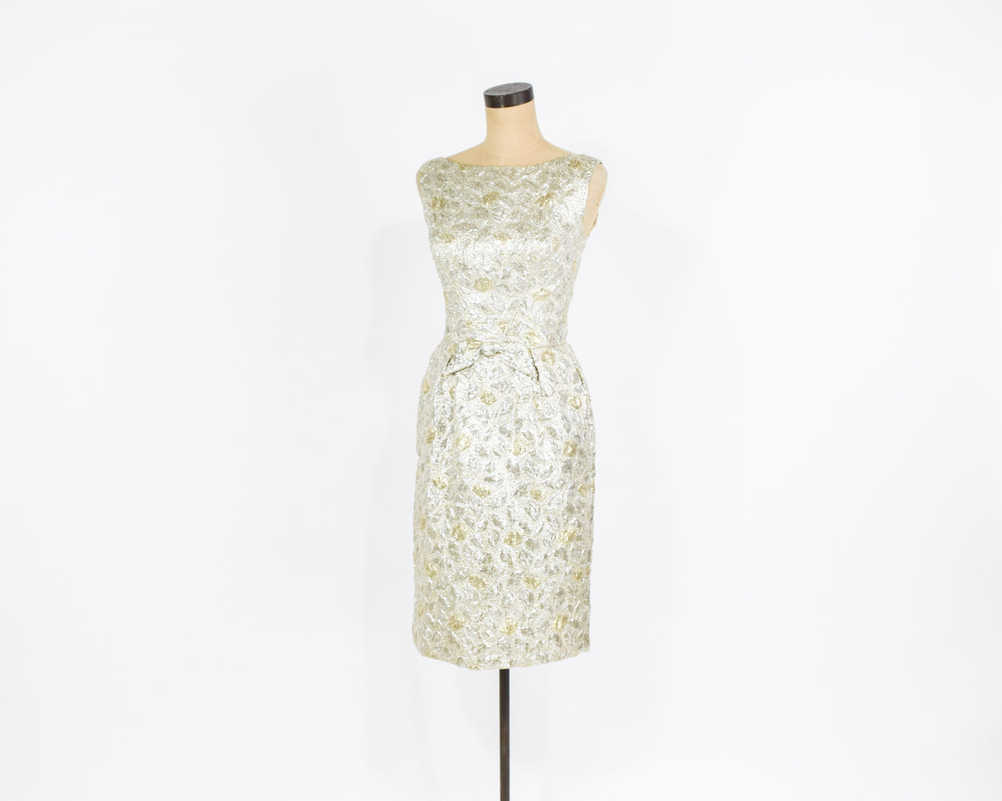 1960s Gold & Silver Cocktail Party Dress Extra Small