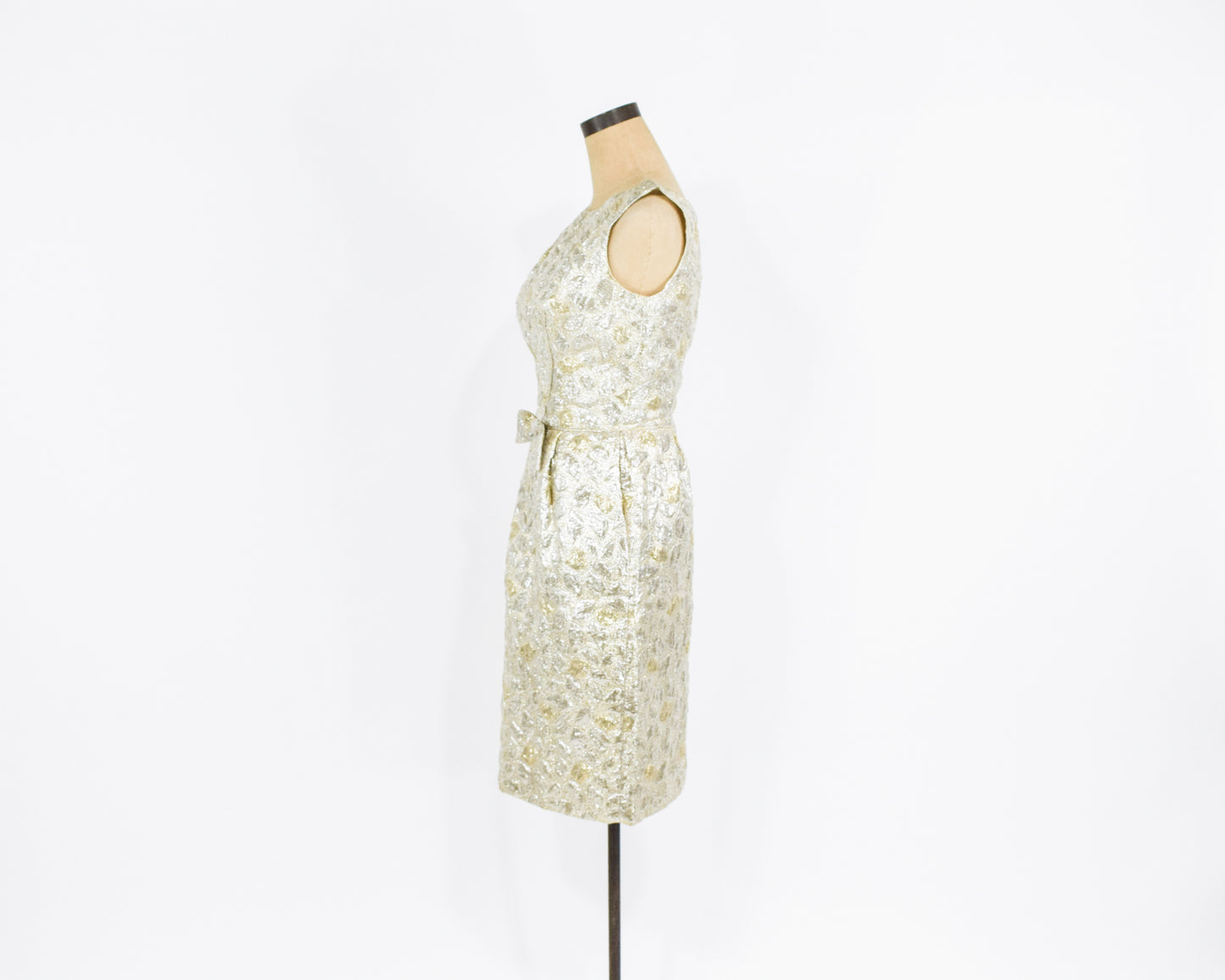 1960s Gold & Silver Cocktail Party Dress Extra Small