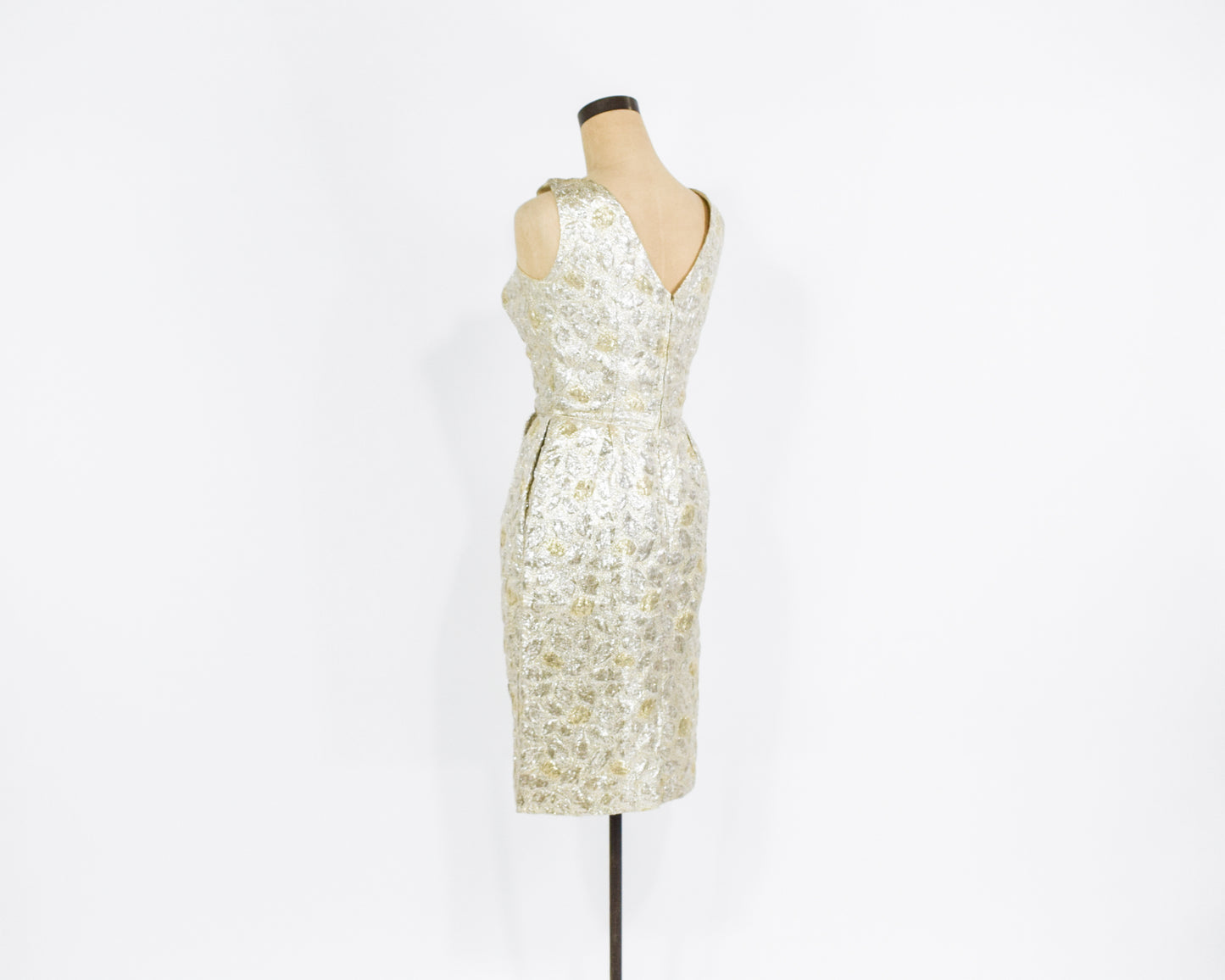 1960s Gold & Silver Cocktail Party Dress Extra Small