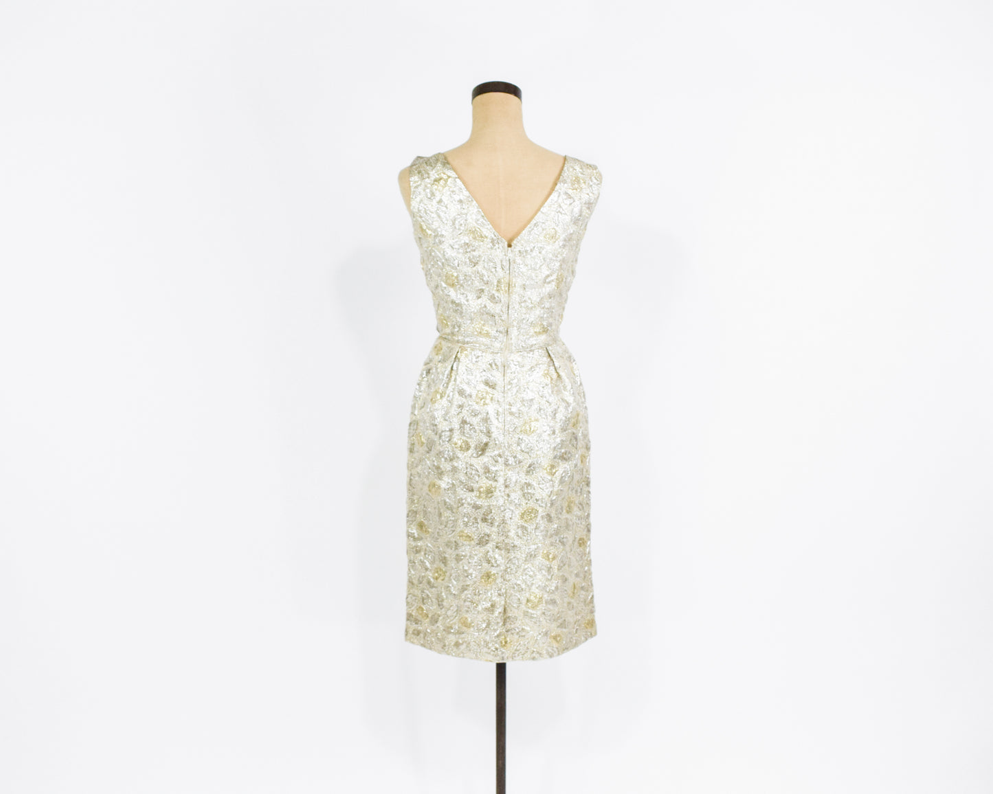 1960s Gold & Silver Cocktail Party Dress Extra Small