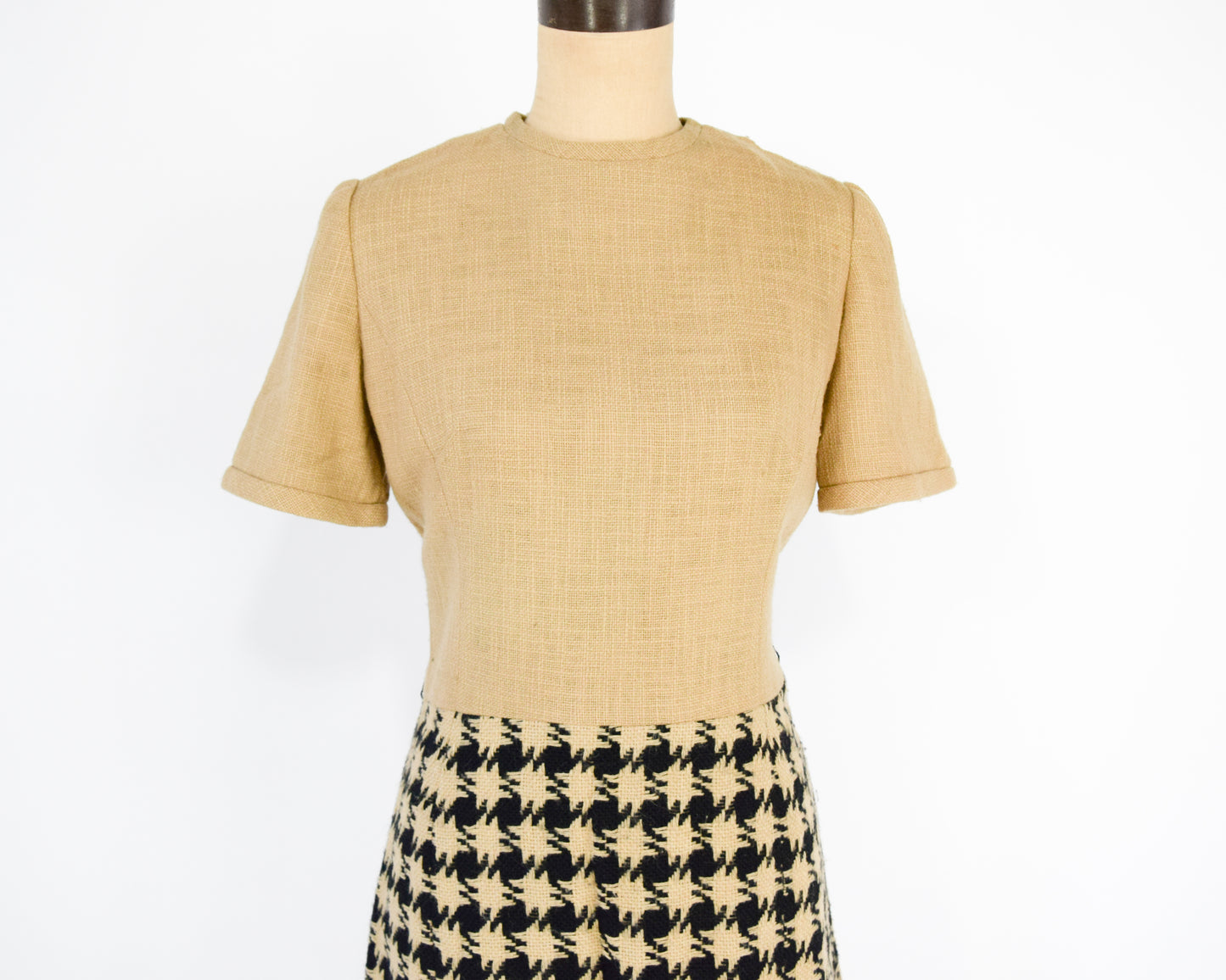 1960s Houndstooth Dress & Jacket Suit Set, Large